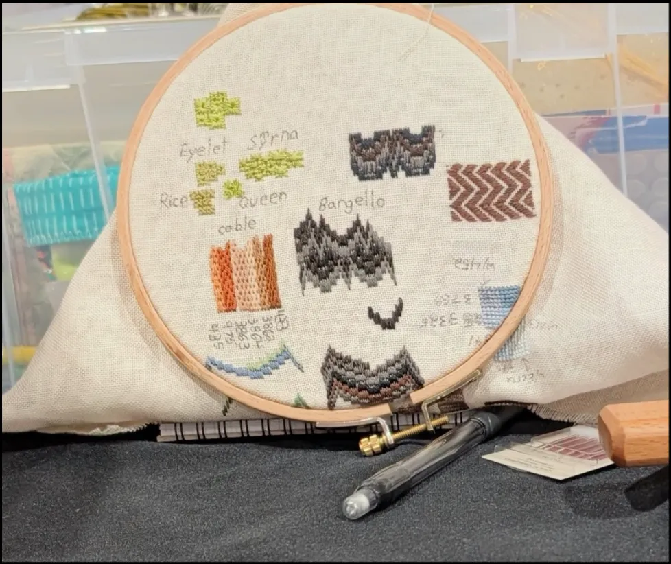 A sample of stitches on the Pennsylvania panel