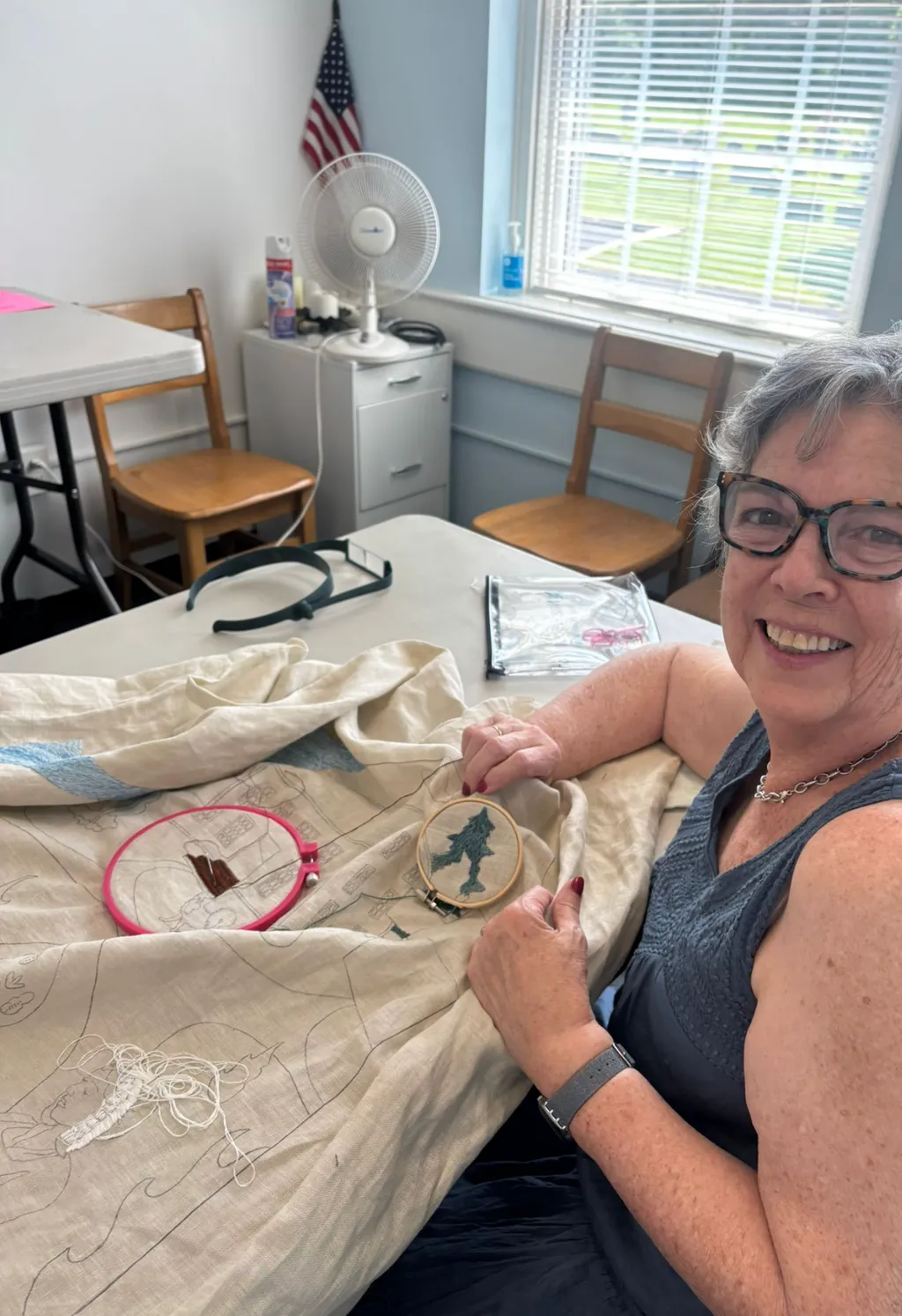 Carol shows off her detail on the New Jersey panel