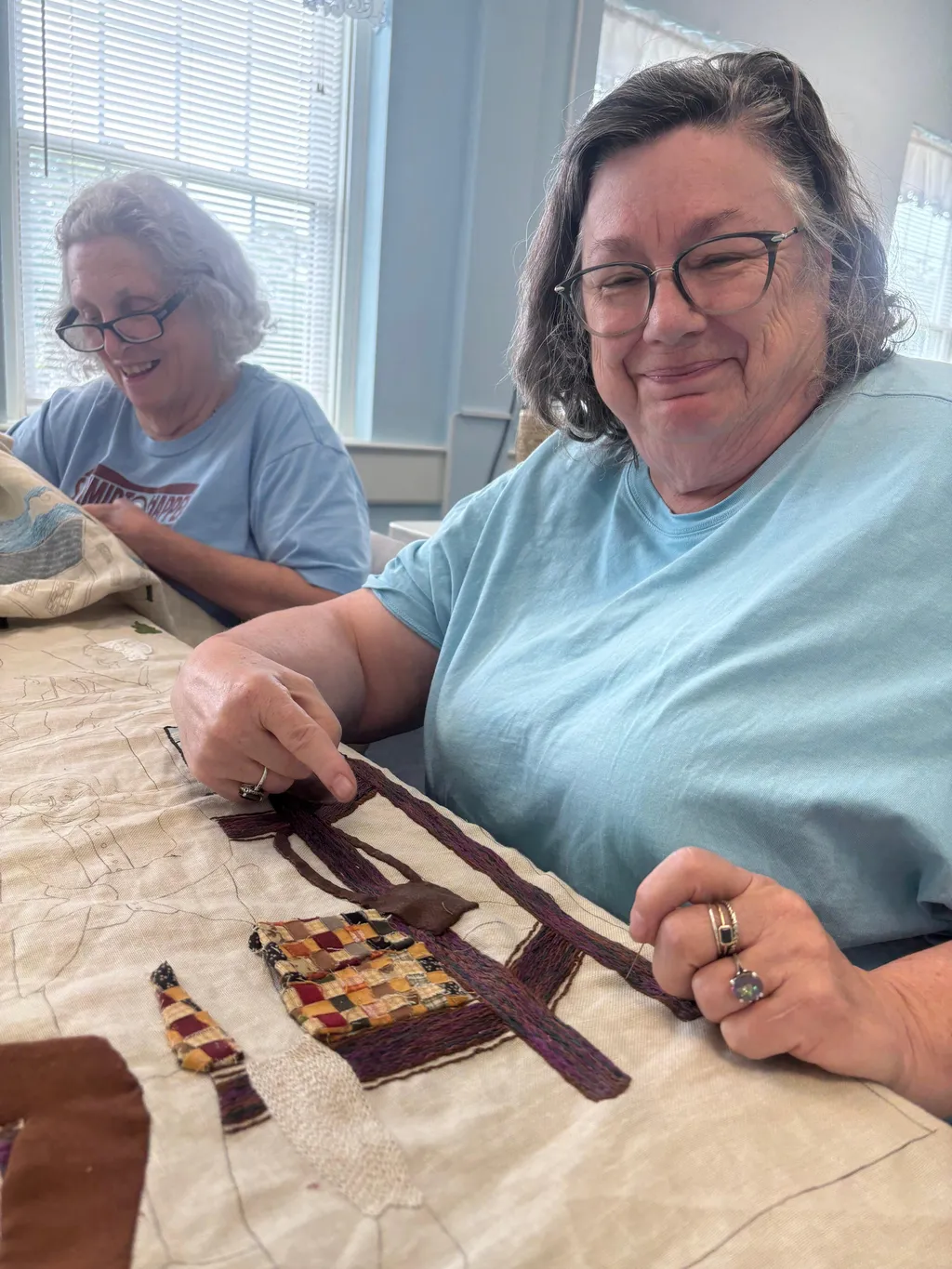 Lynn Leeds with her appliqué