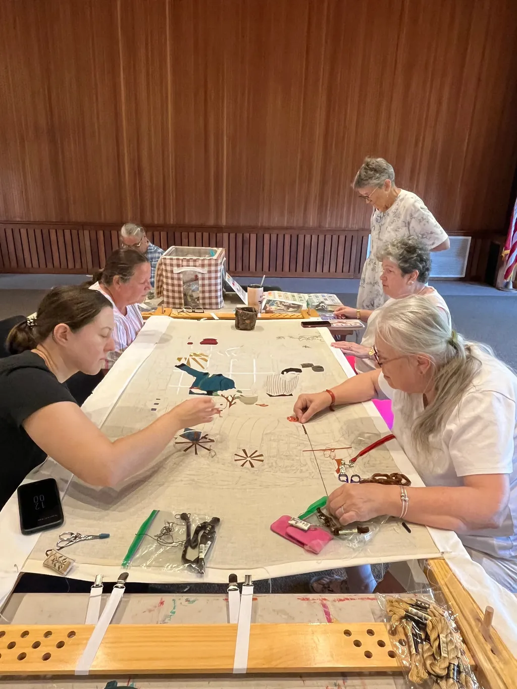 Stitchers at the Fuller Craft Museum