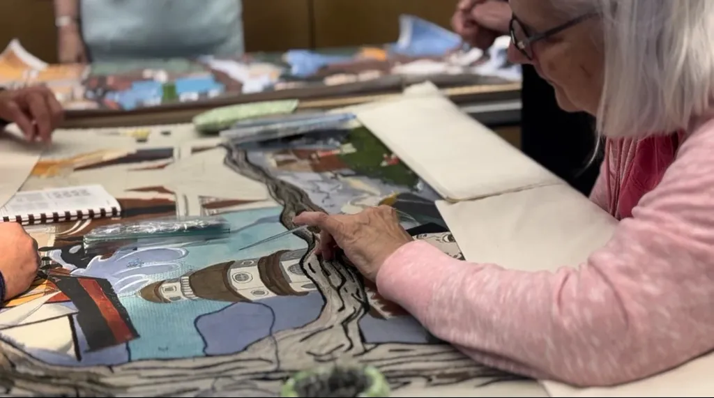 Bonnie has assembled gorgeous variations of grey wool to use on the Wye Oak in the panel